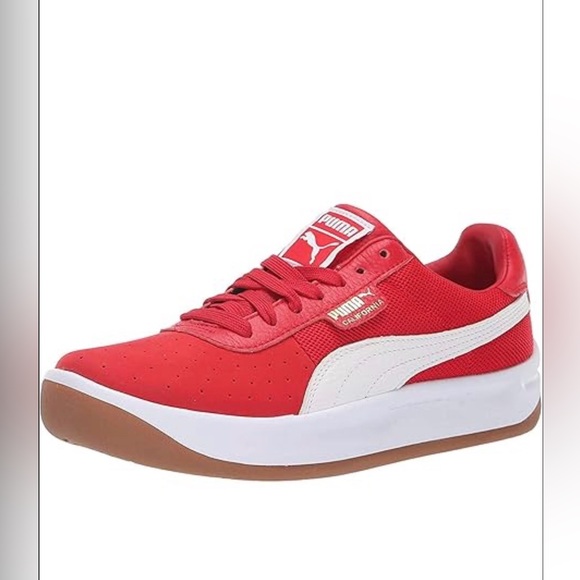 Puma California Men's Red Sneakers with White and Brown Accents
